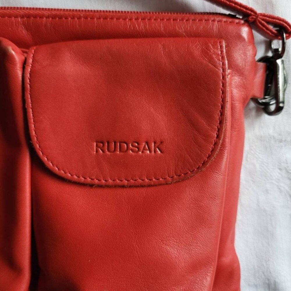 Red leather RUDSAK crossbody bag - Picture 4 of 15